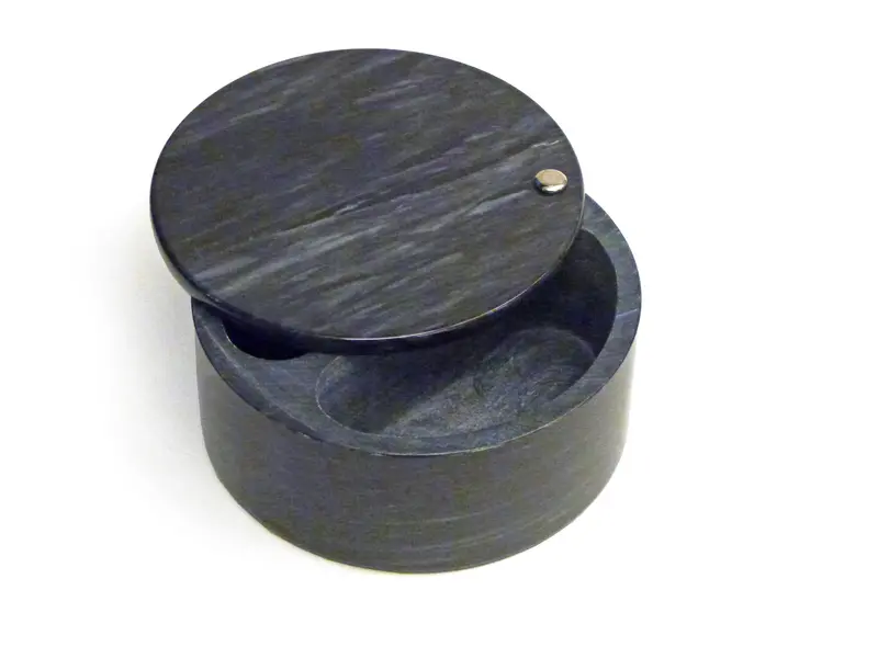 Marble Salt Cellar With Wooden Base For Kitchen Counters 1