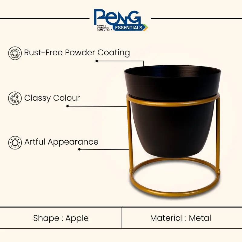 Matte Black Metal Indoor Vase Or Planter 1