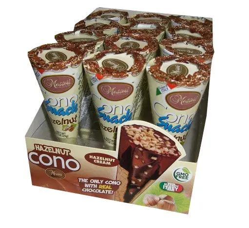 Messori Cono Snack Hazelnut Cream, Case Of 12 × 25G Cups 1
