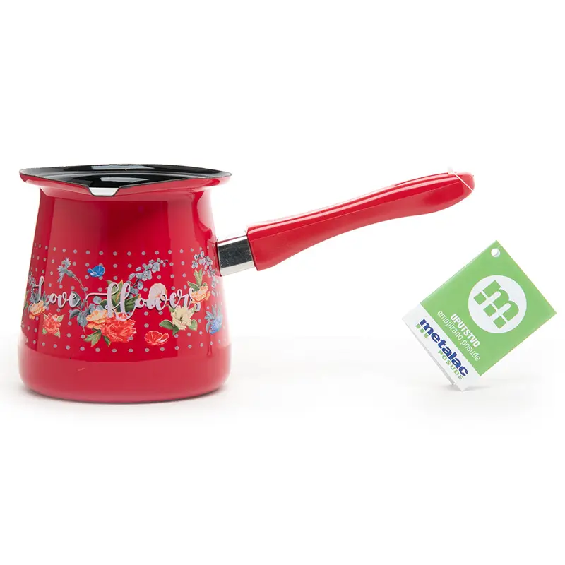 Metalac Enamel Coffee Pot – No. 12 X-Large, Floral Pattern 1