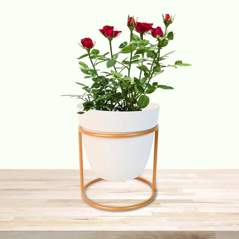 Minimalist White Metal Indoor Vase Or Planter 1