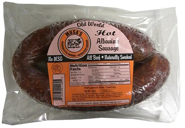 Musas Albanian-Style Hot Sausage – 16 Oz (1 Lb) 1