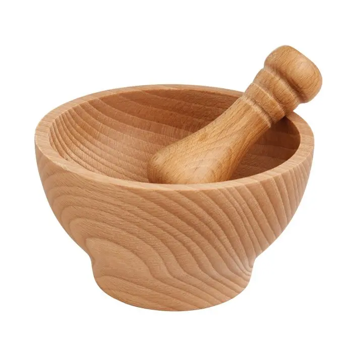 Natural Wooden Mortar And Pestle Set – Compact 4" X 2.5" Kitchen Grinding Tool 1