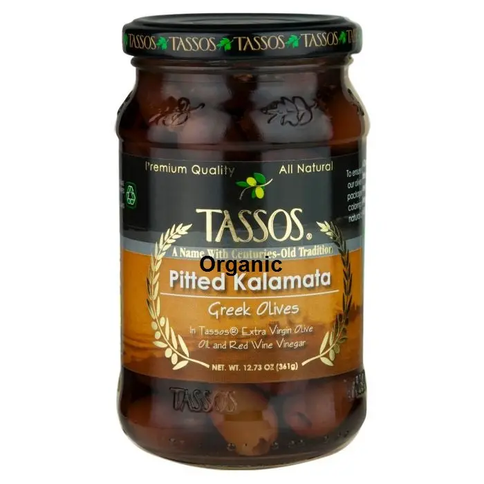 Organic Pitted Kalamata Olives (Tassos) – 350 G (12.35 Oz) 1
