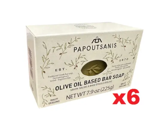 Papoutsanis Olive Oil Bar Soap – 6-Pack Case (225G Each) 1