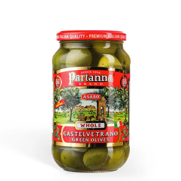 Partanna Whole Castelvetrano Olives – Unpitted Premium Greens, 12 Oz (340G) Jar 1