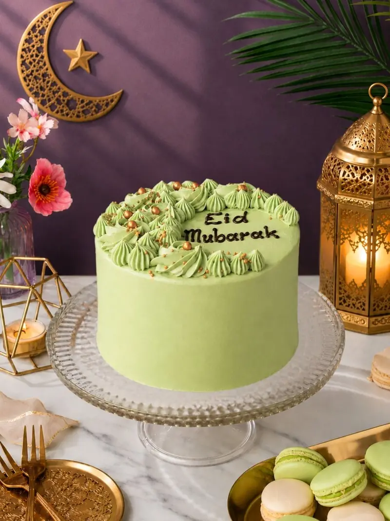 Pistachio & Raspberry Eid Cake – Elegant Middle Eastern Inspired Dessert 1
