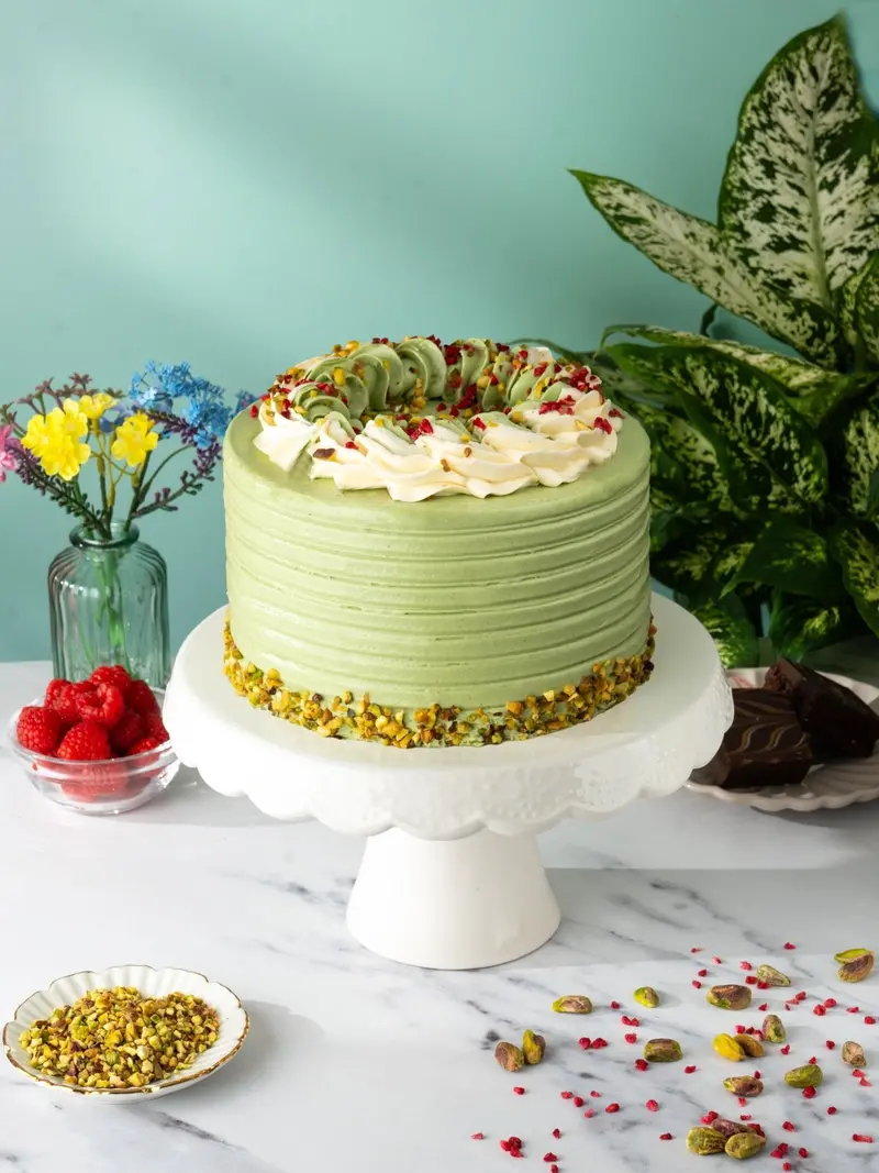 Pistachio Raspberry Swirl Cake 1
