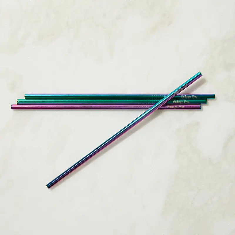 Rainbow-Colored Stainless Steel Drinking Straw (8.5") 1
