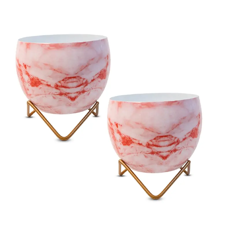 Red And White Two-Piece Metal Indoor Vase Collection 1
