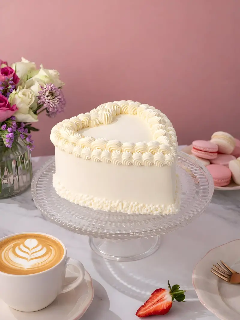 Retro Heart-Shaped Celebration Cake 1