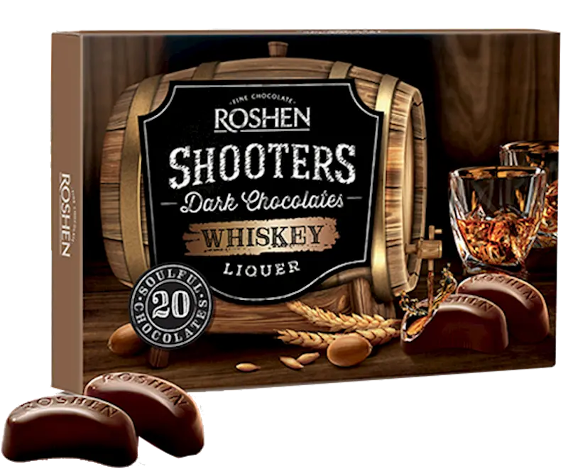 Roshen Whiskey-Liqueur Dark Chocolate Shooters – 150G Gourmet Treat 1