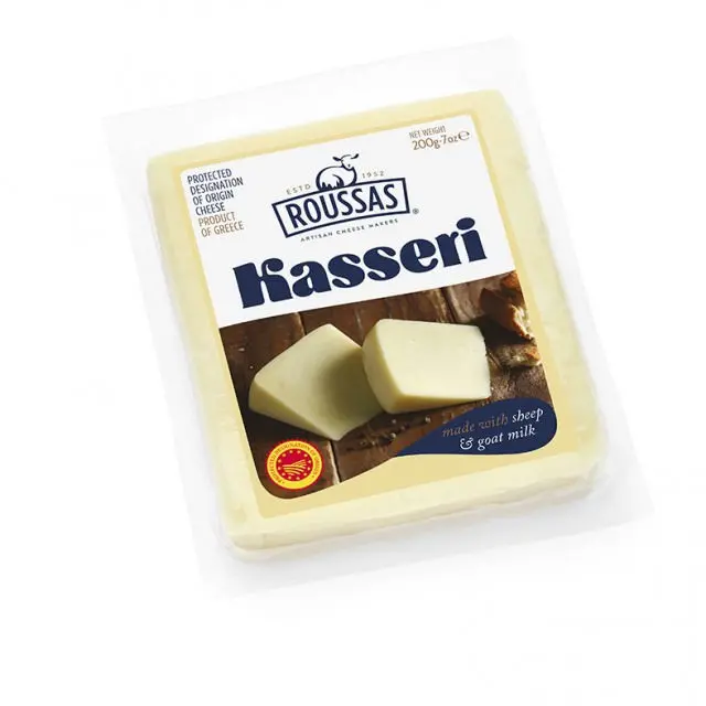 Roussas Kasseri Cheese – Authentic Greek Semi-Hard Cheese, 200G (7 Oz) Block 1