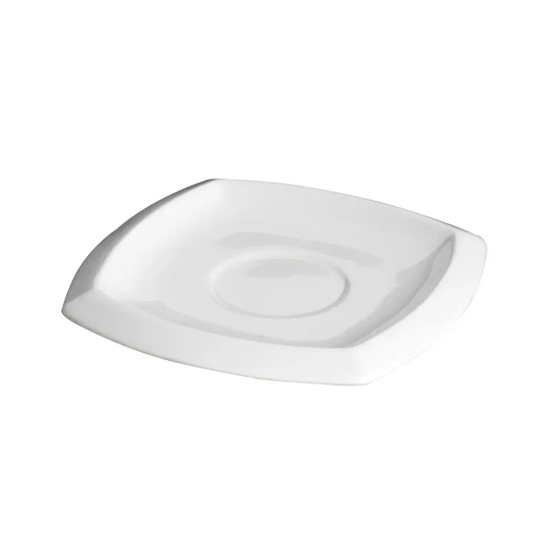 Royal White Bone China Arch-Style Square Saucer (15 Cm) 1