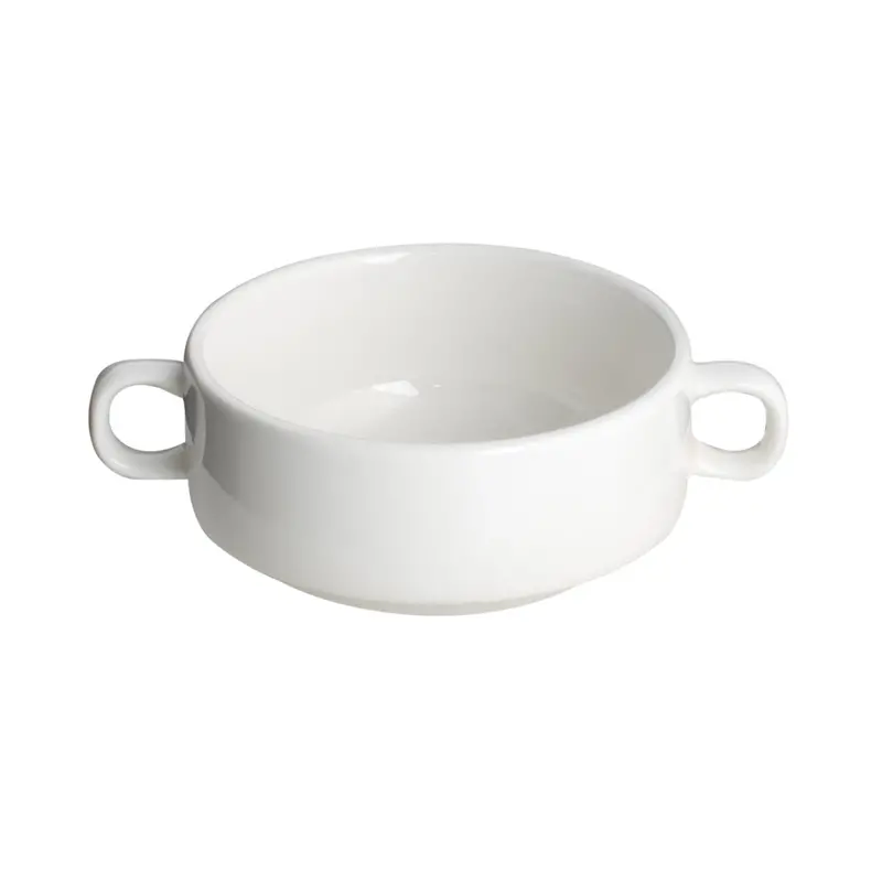 Royal White Bone China Round-Handle Soup Cup – Stackable 300 Ml Ceramic Cup 1
