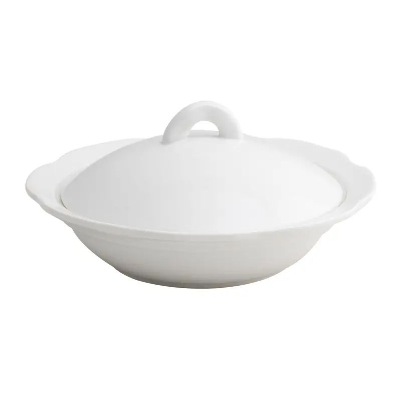 Royal White Bone China Soup Plate With Secure-Fit Lid – Modern Serving Dish 1