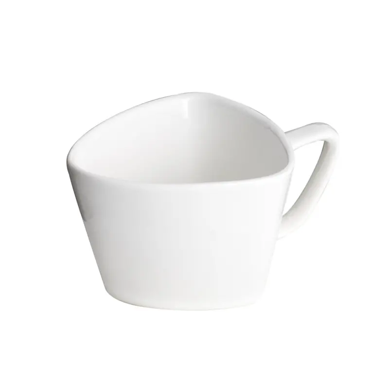 Royal White Bone China Triangle Tea Or Coffee Cup (150 Ml, 11.5 Cm) 1
