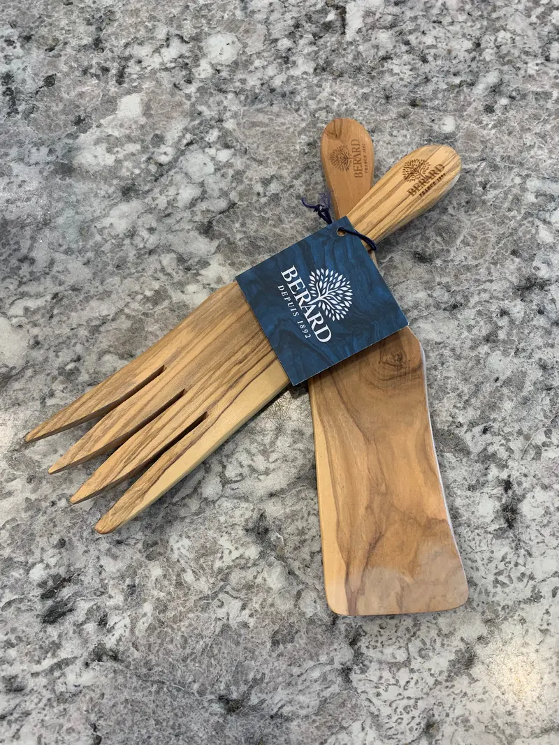 Sauerkraut Serving Set – Stainless Steel Server With Slotted Spoon And Acacia Wood Stand 1