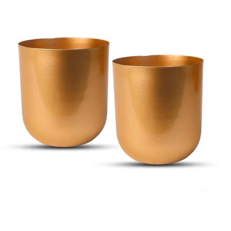 Set Of 2 Gold-Finished Metal Indoor Vases 1