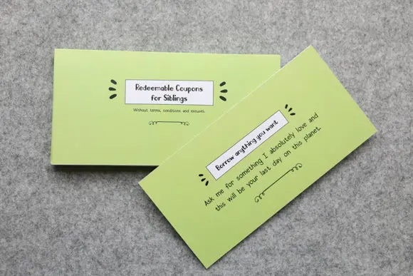 Siblings-Only Redeemable Favor Coupons 1