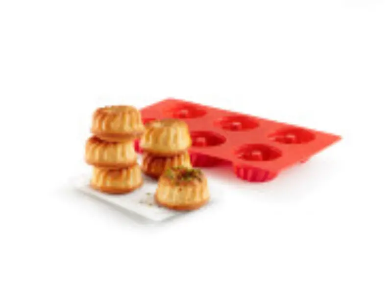 Six-Cup Mini Savarin Mold – Flexible Silicone Baking Pan 1