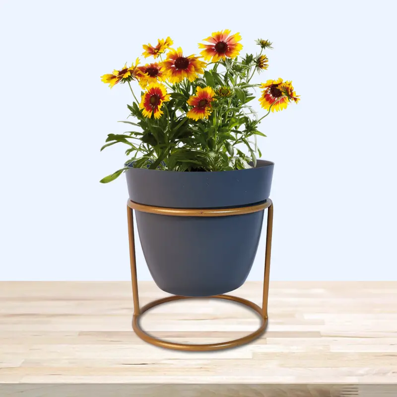 Slate Grey Metal Indoor Vase Or Planter 1