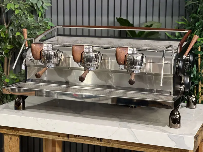 Slayer Espresso 3-Group Machine – Black Stainless Steel With Dark Timber Accents 1