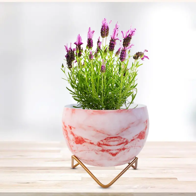 Soft Pink Metal Indoor Vase Or Planter – Modern Decorative Container 1