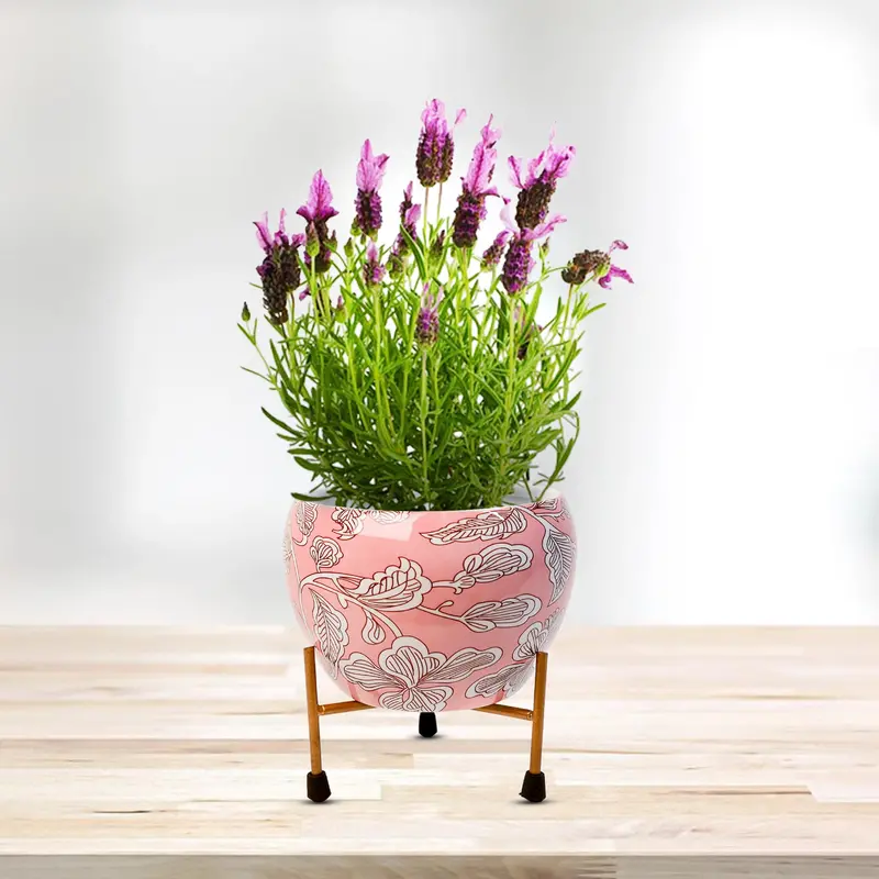 Soft Pink Metal Indoor Vase Or Planter – Stylish Standalone Piece 1