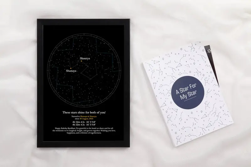 Stars For Sibling Art Print — A3 Size With Protective Glass Frame (29.72 × 41.91 Cm) 1