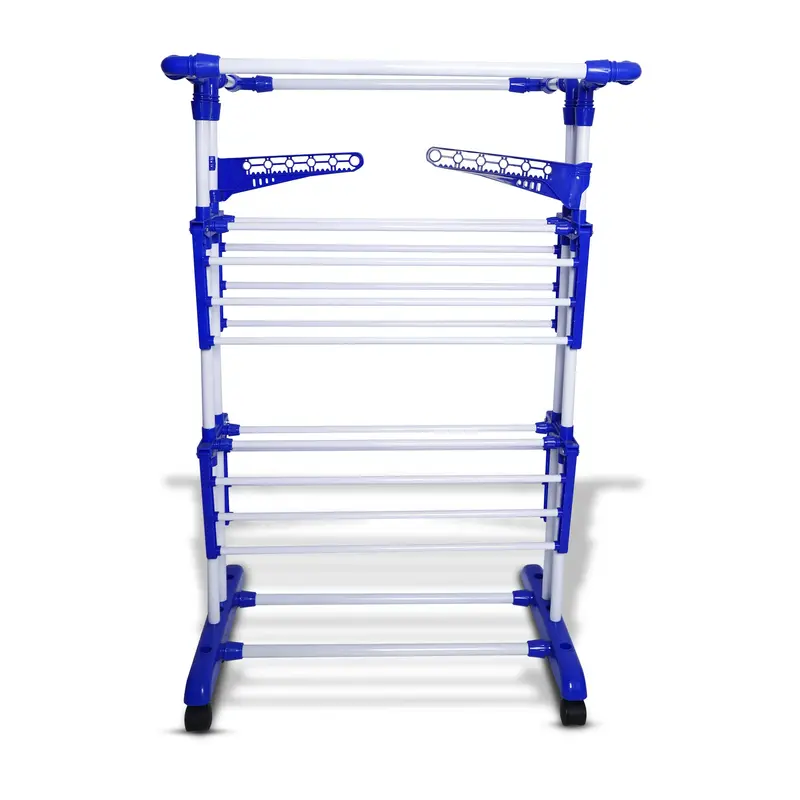 Superload Space-Saving 2+1 Tier Foldable Laundry Drying Stand – Powder-Coated Blue 1