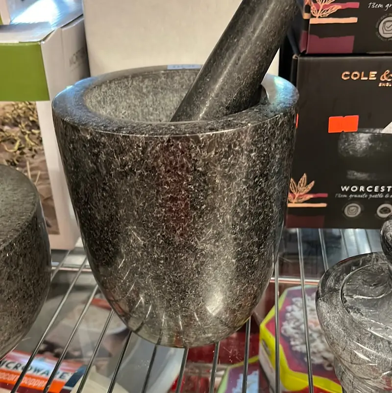 Tall, Weighted Granite Mortar And Pestle For Grinding 1