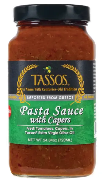 Tassos Capers Pasta Sauce – 24.34 Oz Jar 1