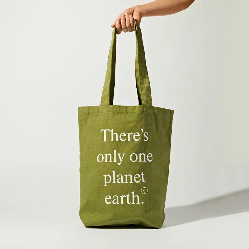‘There’S Only One Planet Earth’ Reusable Canvas Tote Bag 1