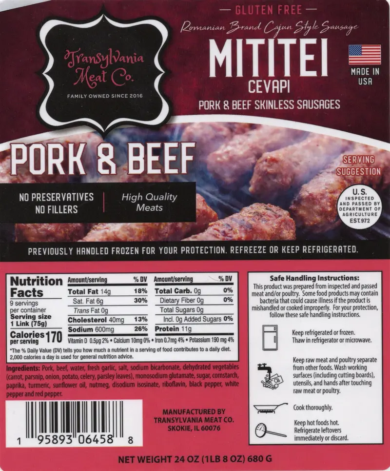 Transylvania Meat Co. Mititei Sausages (Pork & Beef) – ~24 Oz (1.5 Lbs) 1