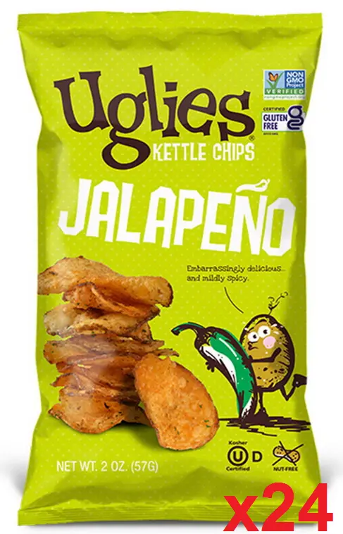 Uglies Jalapeño Kettle-Cooked Potato Chips, Case Of 24 (2 Oz Each) 1