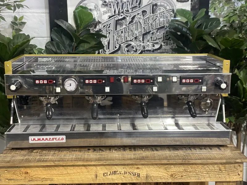 Used La Marzocco Linea Classic Chrono Touch 4-Group Espresso System – White & Gold 1