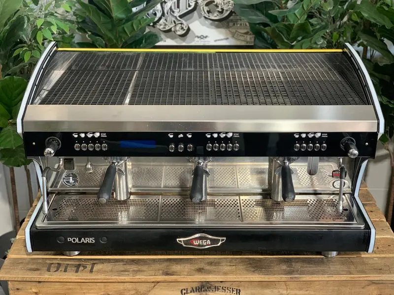Used Wega Polaris Tron 3-Group Espresso Machine In Yellow And Black 1