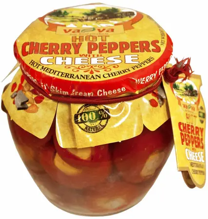 Vava Hot Red Cherry Peppers Stuffed With Cheese, 550 G 1