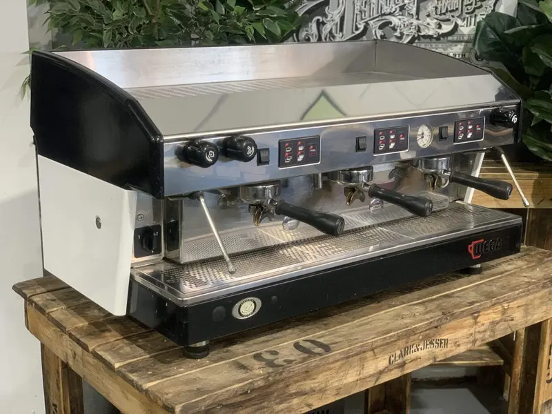 Wega Atlas 3-Group Espresso Machine – Black And White Two-Tone Finish (Used) 1