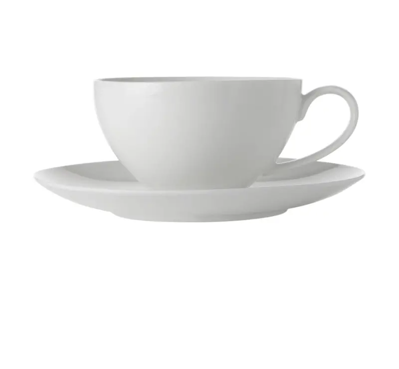 White Basics Porcelain Cappuccino Cup And Saucer Set 1