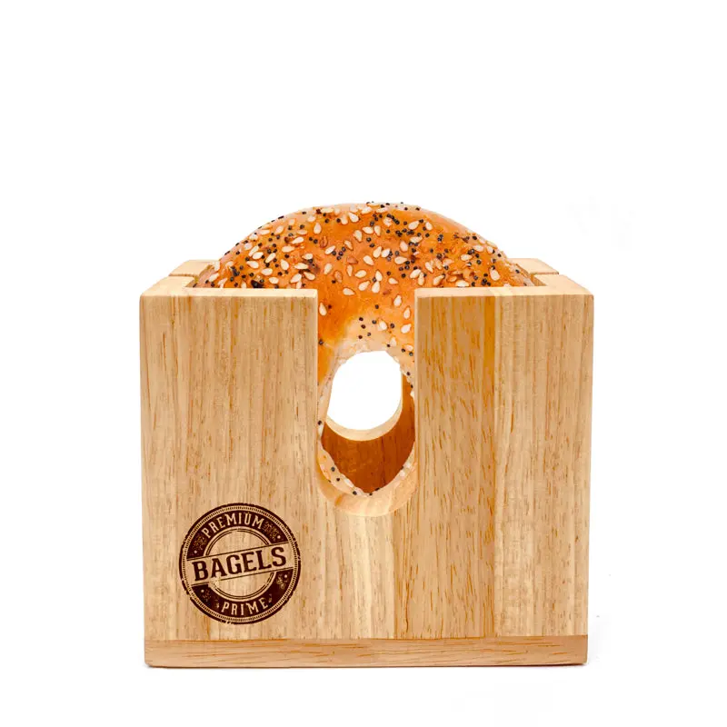 Wooden Bagel Slicing Guide With Safety Guard 1