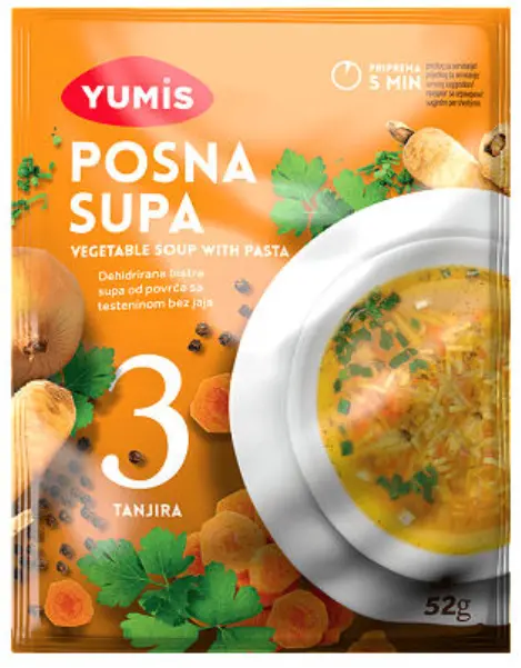 Yumis Posna Supa Instant Vegetable & Pasta Soup Mix, 52G 1