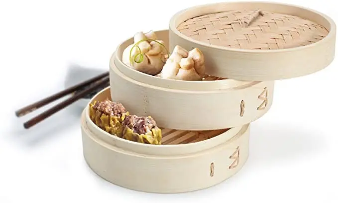 Zen Cuisine 8-Inch Bamboo Steamer For Healthy Cooking 1
