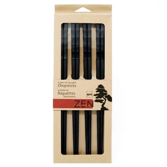 Zen Matte Black Chopstick Set – 4-Piece Elegant Design 1